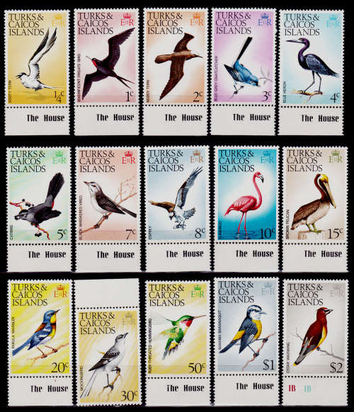 TURKS AND CAICOS ISLANDS 1973, 1 Aug. Birds, set, MNH, CV +/-R 640.00 view scans