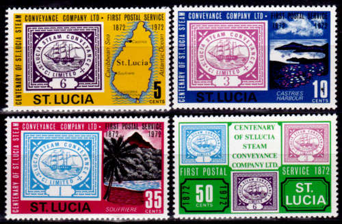 ST LUCIA 1972, 22 June. 100th Anniv 1st Postal Serv, set, MNH, CV+/- R 50.00 view scans
