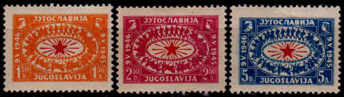YUGOSLAVIA 1946, 9 May. 1st Anniv of the End of World II, set, MH, CV +/-R 152.00 view scans