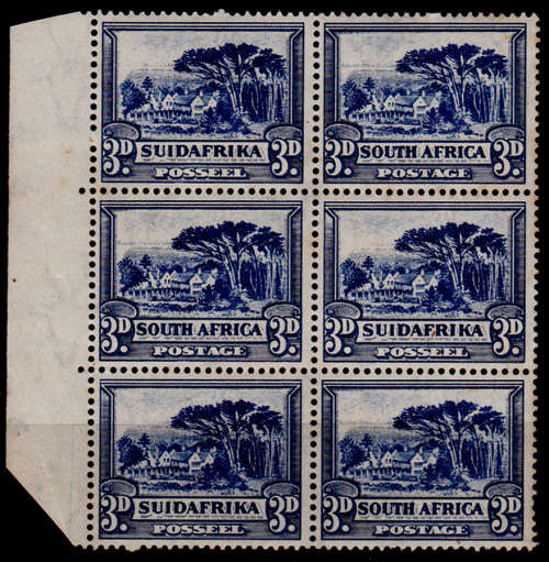 UNION OF SA 1930-1943, 3d Marginal block, 3 pairs, MNH, CV R 1,350.00 view scans