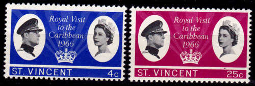ST VINCENT 1966, 4 Feb, Royal Visit QEII and Prince Philip, set, MNH, CV +/-R 65.00, view scans