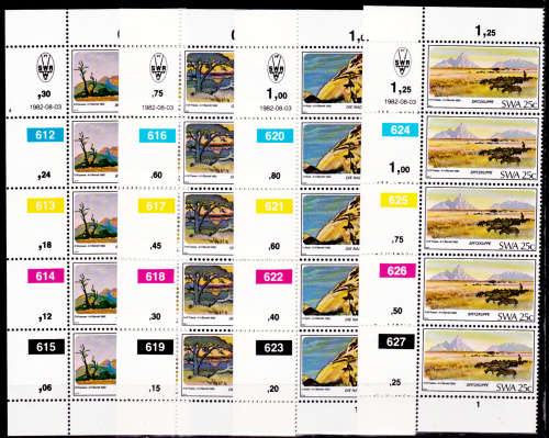 SWA 1982, 3 Aug. Mountains of SWA, set, controls, MNH, CV R 50.00 view scans