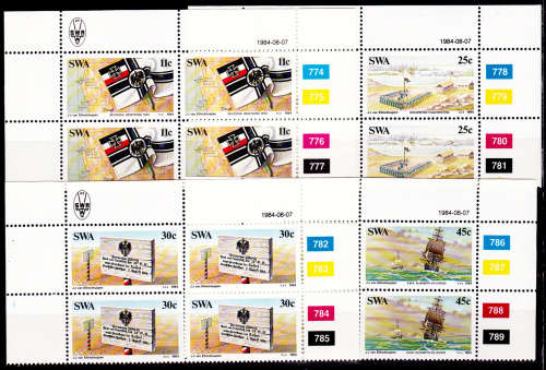 SWA 1984, 7 Aug. CENTENARY of GERMAN COLONISATION, set controls, MNH, CV R 40.00 view scans