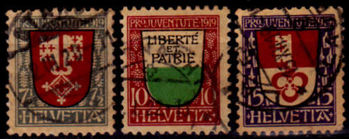 SWITZERLAND 1919, 1 Dec. PRO JUVENTUTE - Coat of Arms, set, UH, CV +/-R 730.00 view scans