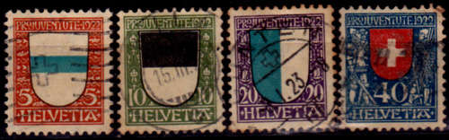 SWITZERLAND 1922, 1 Dec. PRO JUVENTUTE - Coat of Arms, set, UH, CV +/-R 1,285.00 view scans