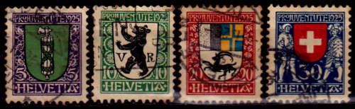 SWITZERLAND 1925, 1 Dec. PRO JUVENTUTE - Coat of Arms, set, UH, CV +/-R 270.00 view scans