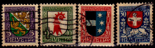 SWITZERLAND 1926, 1 Dec. PRO JUVENTUTE - Coat of Arms, set, UH, CV +/-R 300.00 view scans