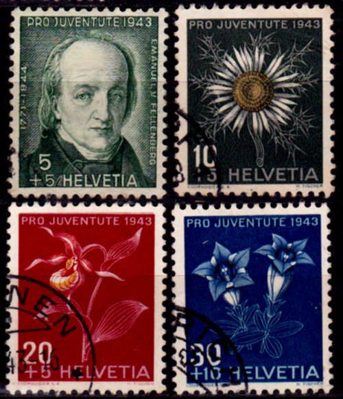 SWITZERLAND 1943, 1 Dec. Pro Juventute-100th Anniv E von Fellenberg set UH CV +/-R 220.00 view scans