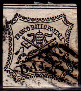 PAPAL STATE, 1852. Coat of Arms- Black Print on White Paper, single, UH, CV+/- R 380.00, view scans