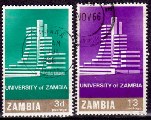 ZAMBIA 1966, 12 July. University of Zambia Opening, set, UH, CV+/- R 10.00, view scans