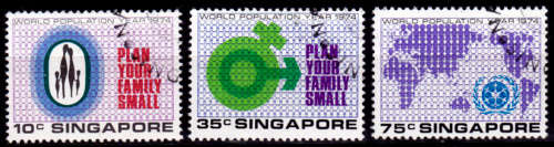 SINGAPORE 1974, 9 Aug.World Population Year, set, UNH, CV +/- R 85.00, view scans