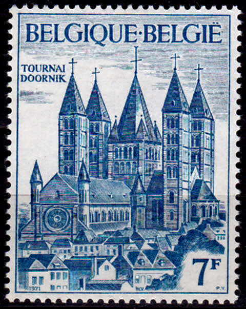BELGIUM 1971, 13 Feb. 800th Anniv Tournai Cathedral, single, MNH, CV +/-R 10.00 view scans