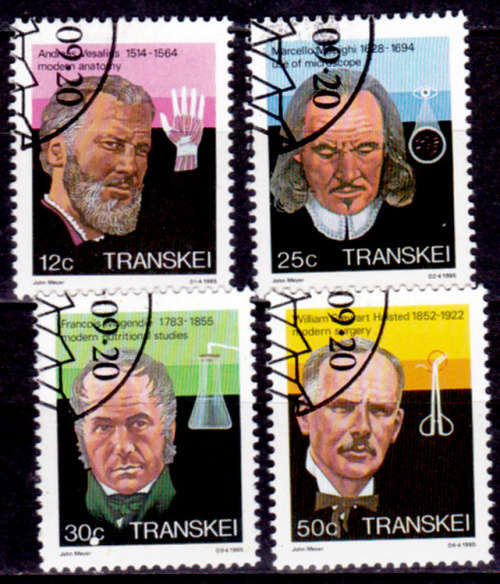 TRANSKEI 1985, 20 Sept. Heroes of Medicine, 4th issue, set, CTO, CV R ?? view scans