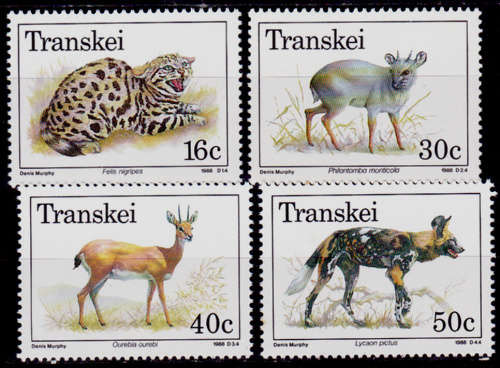 TRANSKEI 1988, 20 Oct. Endangered and Protected Animals, set, MNH, CV R 20.00 view scans