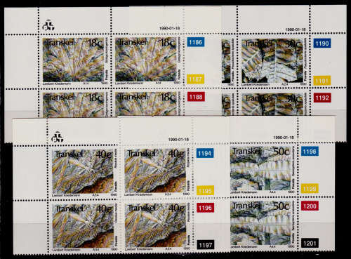 TRANSKEI 1990, 18 Jan, Fossils, set controls, MNH, CV R 58.00, view scans