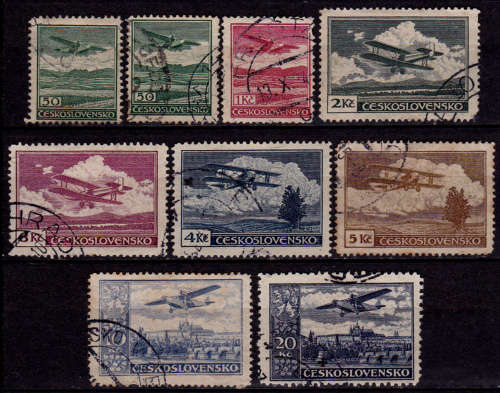 CZECHOSLOVAKIA 1930, 16 Dec. Planes over different Landscapes, set, UH, CV R 340.00  view scans