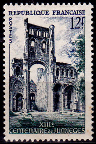 FRANCE 1954, 13 June. 300th Anniv of the Jumiéges Church, single, MH, CV +/-R 30.00 view scans