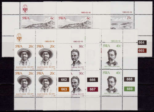 SWA 1983, 16 March. Centenary of Luderitz, set, controls, MNH, CV R 50.00 view scans