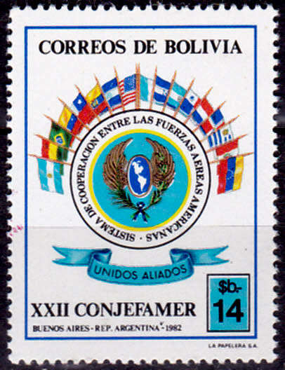 BOLIVIA 1982, 13 April. 22nd AAForce Commanders` Conference, single, MNH, CV R 30.00 view scans