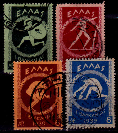 GREECE 1939, 1 Oct. THE BALKANS GAMES IN ATHENS, set, UH, CV +/-R 180.00 view scans