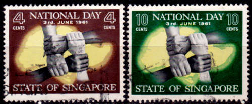SINGAPORE 1961, 3 June. 2nd ANNIV of AUTONOMY, set, UH, CV +/-R 25.00 view scans
