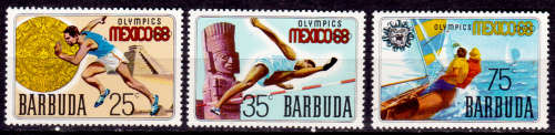 BARBUDA 1968, 20 Dec. OLYMPIC GAMES - MEXICO CITY, MEXICO, set, MNH, CV +/-R 40.00 view scans