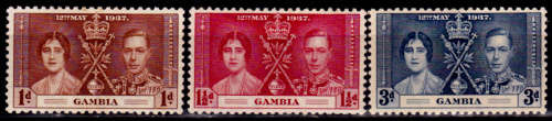 GAMBIA 1937, 6 May. CORONATION of KGVI, set, MH CV +/-R 20.00 view scans