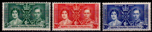 KUT 1937, 12 May. Coronation of KGVI and QE, set, MH, CV +/-R 30-00, view scans