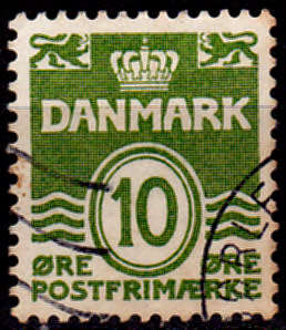 DENMARK 1950, 21 Sept. WAVY LINES, single, UNH CV +/-R 5.00 view scans