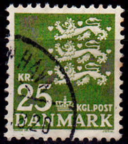 DENMARK 1962, 22 Feb. COAT of ARMS, single, UNH CV +/-R 20.00 view scans