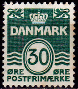 DENMARK 1967, 30 June. WAVY LINES - NEW VALUE, single, MH CV +/-R 5.00 view scans