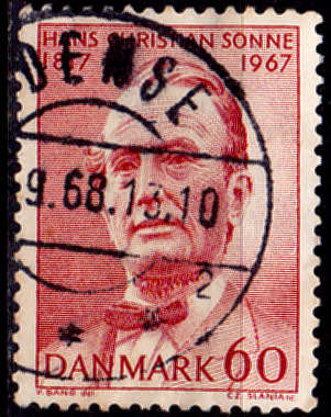 DENMARK 1967, 21 Sept. 150th ANNIV BIRTH of HANS CHRISTIAN SONN, single, UNH CV +/-R 5.00 view scans