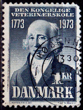 DENMARK 1973, 22 March. 200th ANNIV ROYAL DANISH VETERINARY, single, UNH, CV +/-R 5.00 view scans