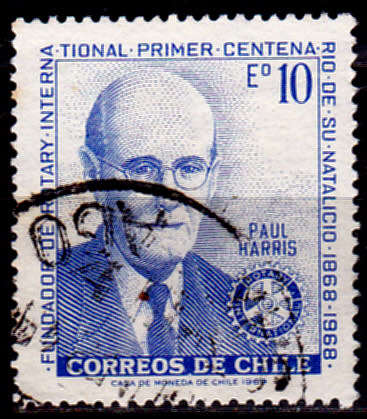 CHILE 1970, 18 March. 100th ANNIV BIRTH of PAUL HARRIS, single, UH, CV +/-R 5.00 view scans