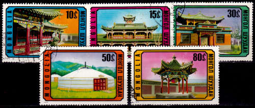 MONGOLIA 1974, 15 Oct. MONGOLIAN ARCHITECTURE, set, UH, CV +/-R 25.00 view scans