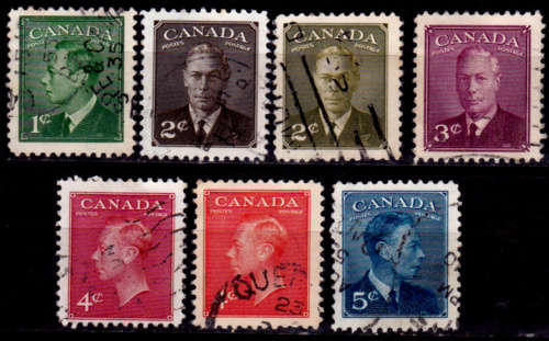 CANADA 1949-51, 15 Nov. KGVI INSCRIPTION: `POSTES POSTAGE`, set, UNH, CV +/-R 35.00 view scans