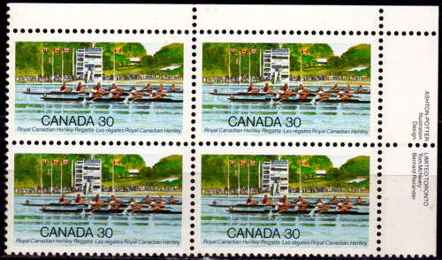 CANADA 1982, 4 Aug. 100th ANNIV ROYAL CANADIAN HENLEY REGATTA, block, MNH, CV +/-R 45.00 view scans