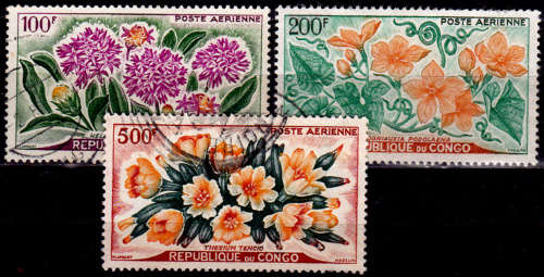 CONGO REP 1961, 28 Sept. AIRMAIL - FLOWERS, set, UNH, CV +/-R 180.00 view scans