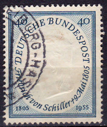 GERMANY 1955, 9 May. Friedrich von Schiller, single, UNH, CV+/- R 140.00 view scans