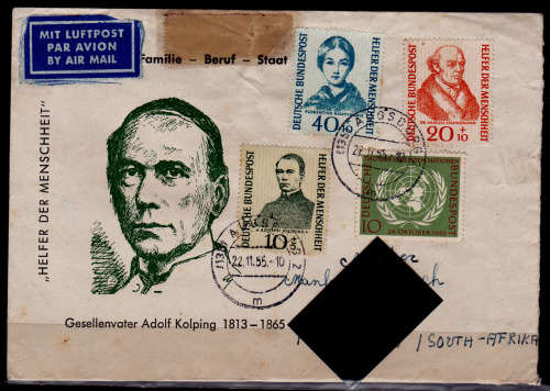 GERMANY 1955, Cover with postmarks of 22 Nov, CV+/- R 1,080.00 view scans