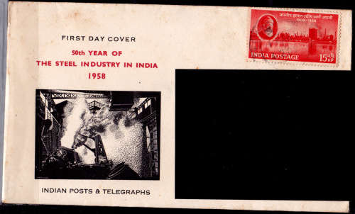INDIA 1958, 1 March. 50th Anniv of Steel Industry FDC, CV+/- R ?? view scans