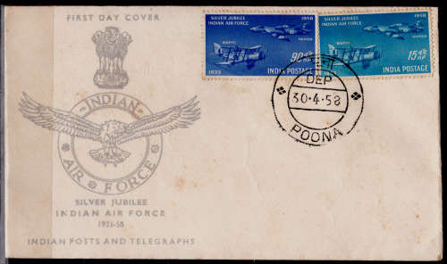 INDIA 1958, 30 April. Silver Jubilee of Indian Air Force FDC, CV+/- R ?? view scans