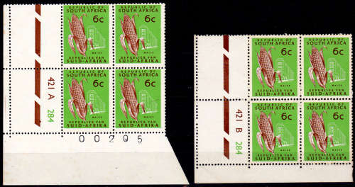 RSA 1971, April. 6c Maize. Control blocks AandB, MNH, CV R 20.00 view scans