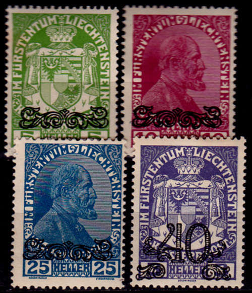 LIECHTENSTEIN 1920, 3 March. Prince Johann II o/printed, short set, MH CV +/-R 440.00 view scans