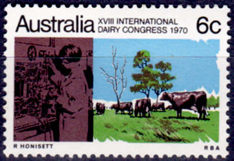 AUSTRALIA 1970, 7 Oct. 18th Anniv Intl Dairy Congress, single, MH, CV +/- R 5.00 view scans