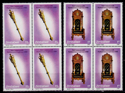 ZIMBABWE 1990, 17 Sept. 36th COMMONWEALTH CONFERENCE, set blocks, MNH, CV +/- R 135.00 view scans