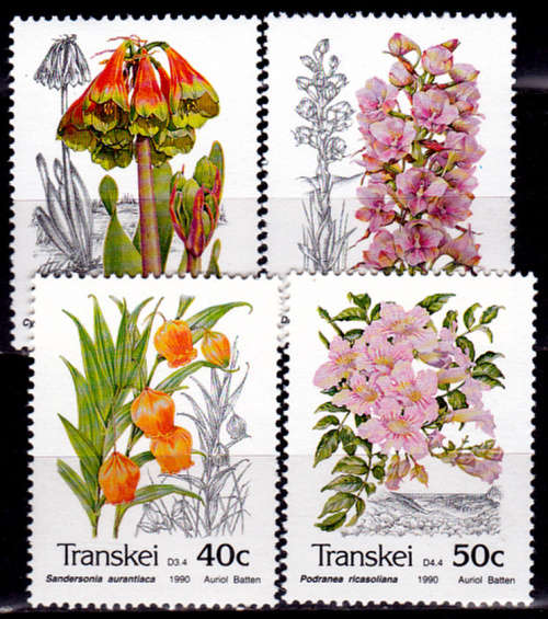 TRANSKEI 1990, 20 Sept, Indigenous Flora, set, MNH, CV R  21.00, view scans