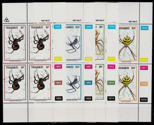 TRANSKEI 1987, 27 Aug. Spiders, set controls, MNH, CV R 40.00 view scans