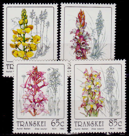 TRANSKEI 1992, 20 Feb. ORCHIDS, set, MNH, CV R 39.00, view scans