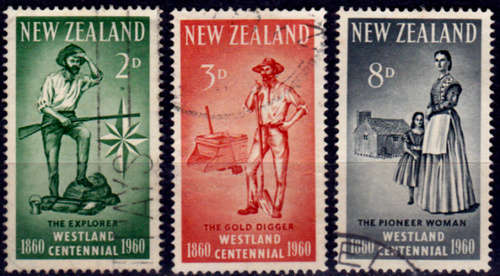 NEW ZEALAND 1960, 16 May. 100th Anniv Westland Prov, set, UH, CV +/-R 40.00 view scans